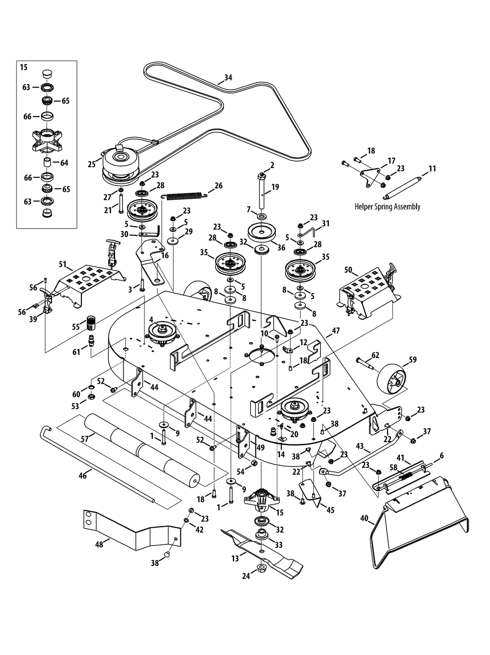 Mower Deck Diagram and Parts List for Z-FORCES48 (53BH5FJB-53BH5FJB050)(2013) Cub Cadet Lawn Tractor